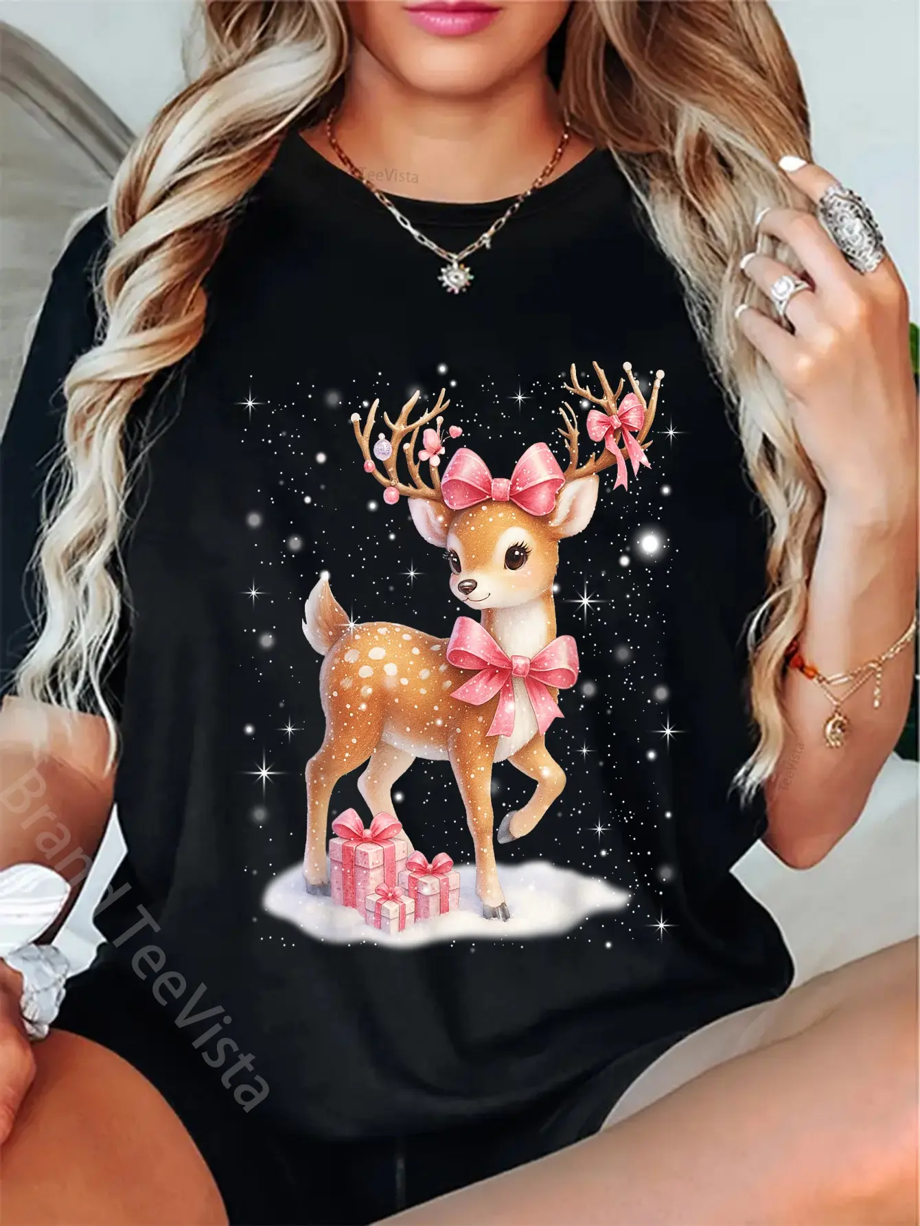 100% Cotton Unisex Cute Rudolph Pink Coquette Pajamas Christmas Xmas ...