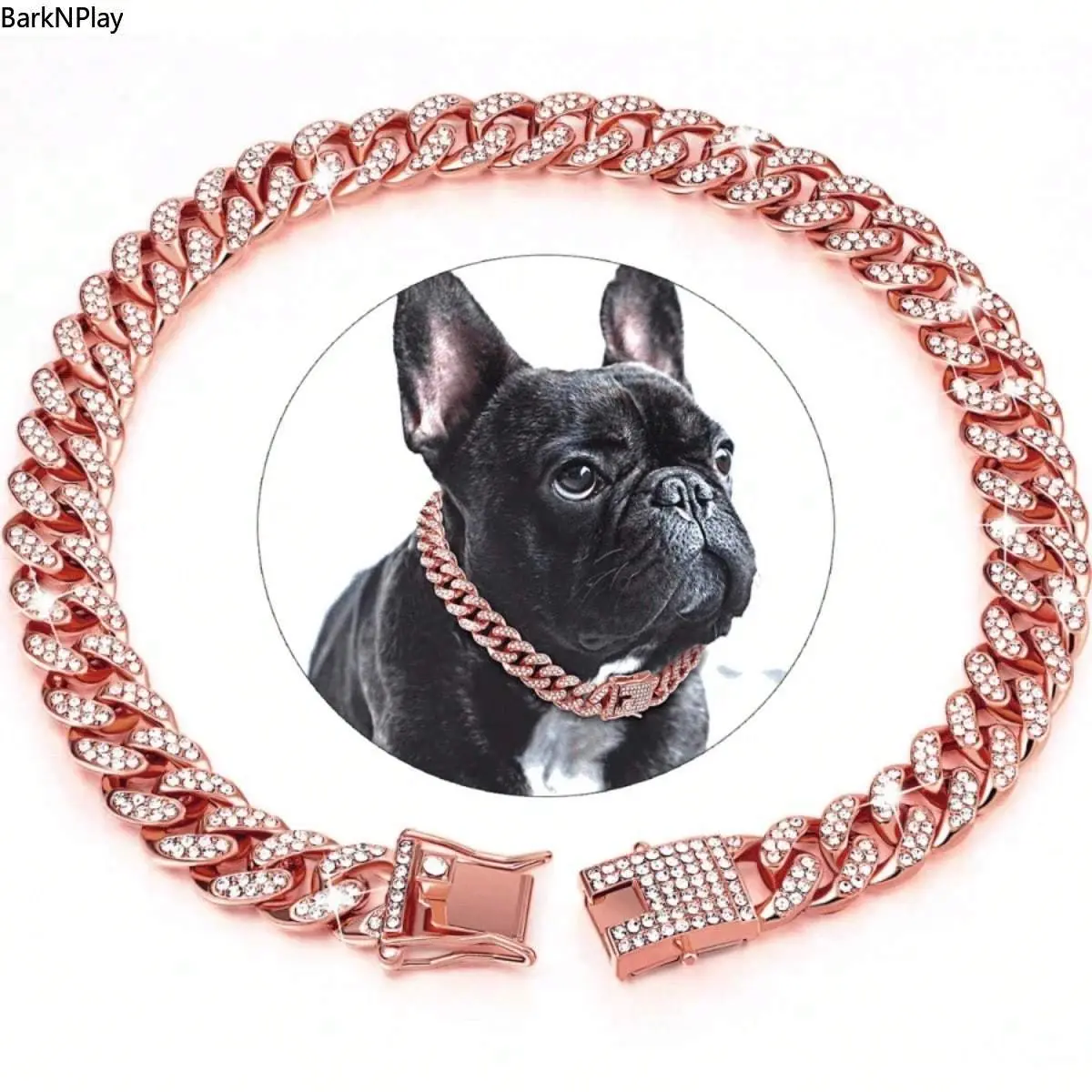 Bling Gold Silver Pet Cuban Chain Necklace - Rhinestone Dog Collar Charm, Stylish Bag Accessory, Party & Daily Use Decorative Accent, Shiny TikTok Shop Back to School Charm