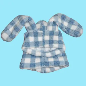 Blue gingham oversized hood