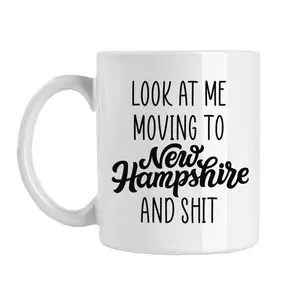 11oz Reusable Ceramic Coffee Cup - Washable New Hampshire Beverage Mug, Funny Moving Away Gift for Friends, Relocation Goodbye Drinkware, Reuse