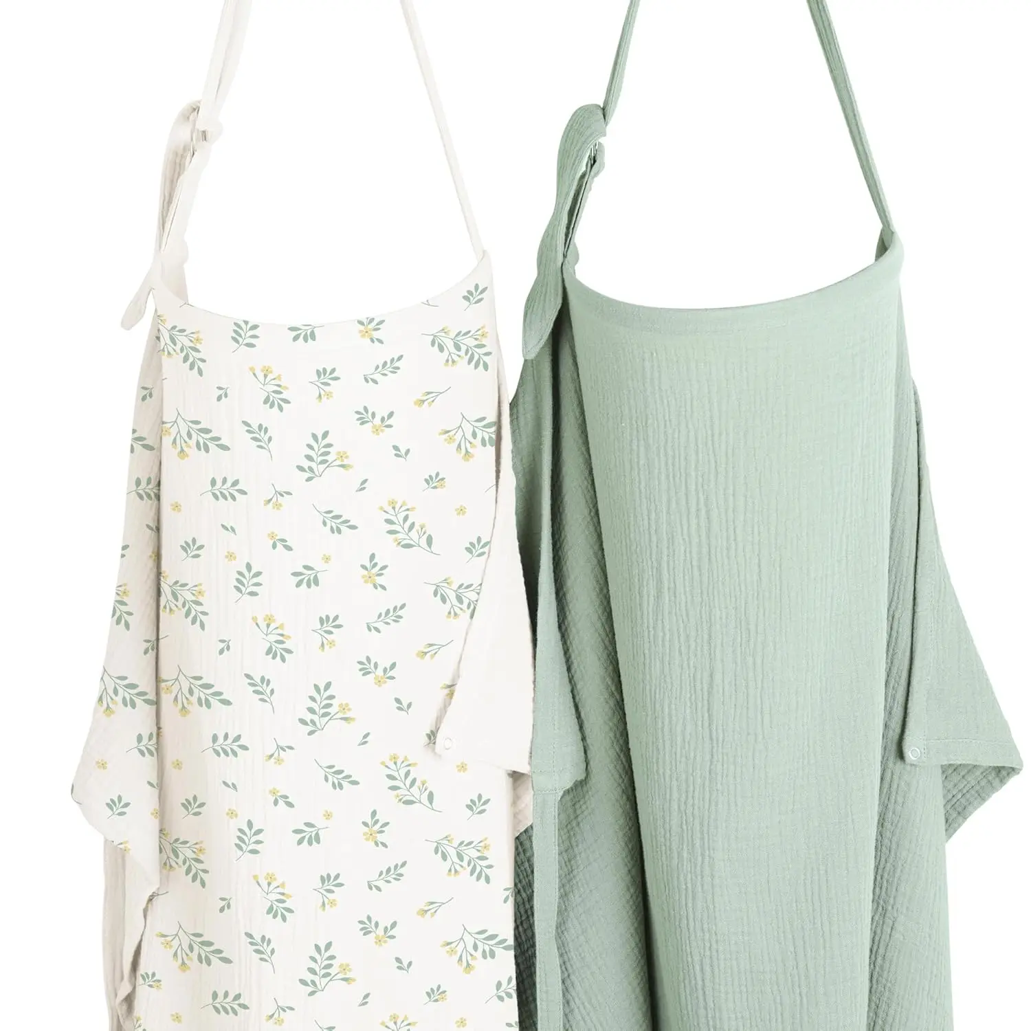 2Pack Muslin Nursing Cover Up for Breastfeeding Moms with Rigid Hoop 100% Cotton Lightweight Breathable Adjustable Comfort