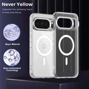 Luxury High Transparent Magnetic For Magsafe Wireless Charging Case For Google Pixel 9A 10 Pro XL Solid Color Bumper Back Cover