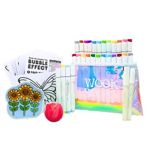 Color Boost Bundle by Wook Books with Alcohol Markers, Acrylic Pens, Page Clip, and more!
