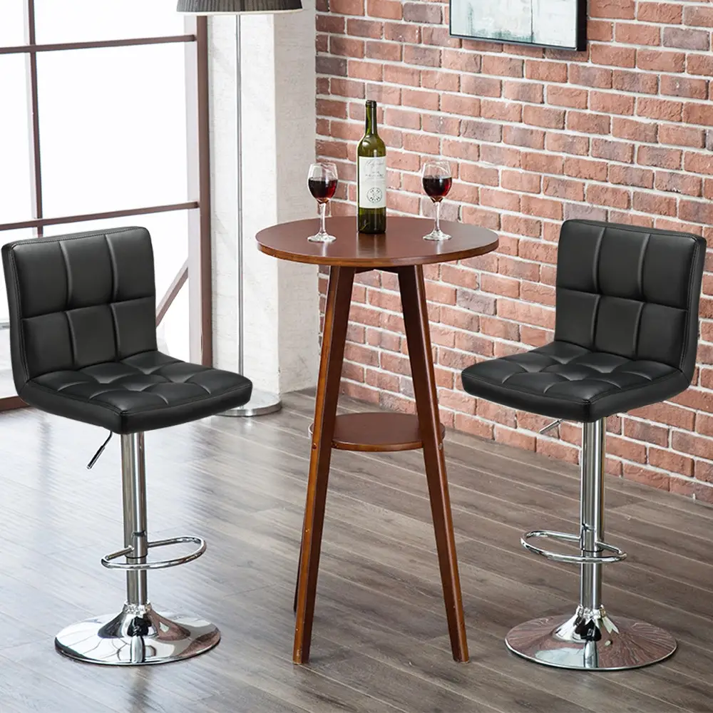 Yaheetech Set of 2 Tall Bar Stools with Adjustable Height, PU Leather Backrest and Footrest, Swivel Bar Chairs - Heavy-duty and Durable