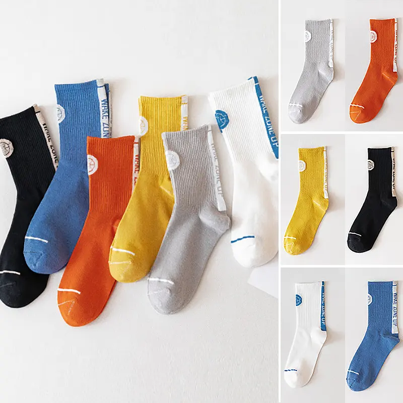 INCERUN Men's Basic Style Printed Polyester Blend Crew Socks, Medium Thickness for Leisure, Autumn & Winter - Multiple Colors