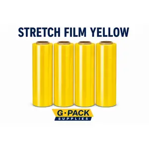 Stretch Film Yellow 18 x 1000 – 85 Gauge – Colored Pallet Wrap – 4 Rolls Case