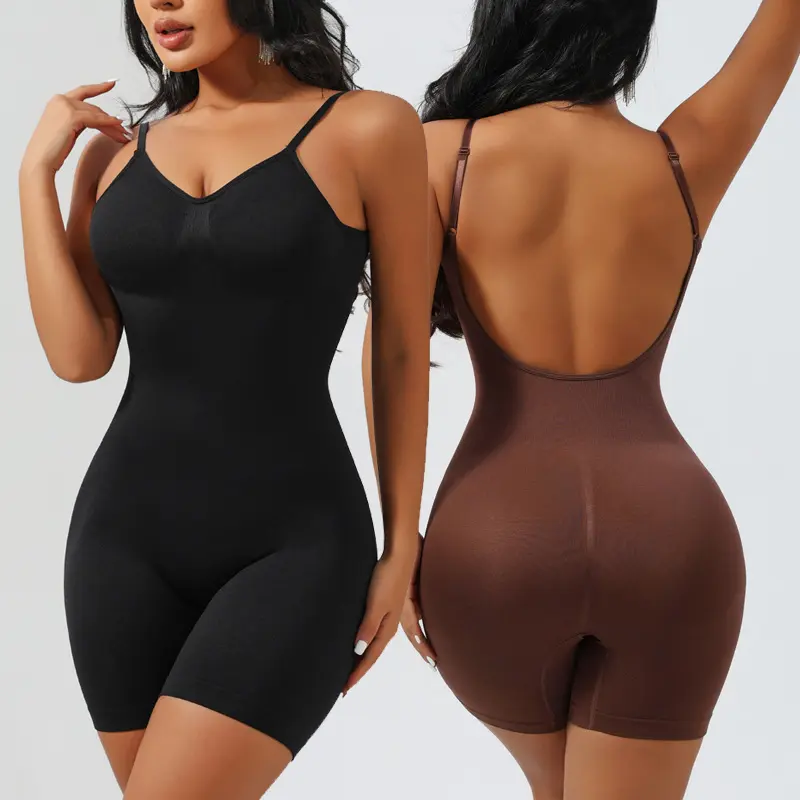 Women's Plus Size Fashion High-Waist 56cm Spaghetti Straps Backless 1-Piece Corset Shapewear, Tight-Waist High-Compression Underset Bodysuit