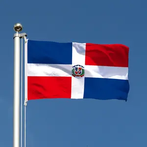 2x3ft / 3x5ft Dominican Republic National Flag - Red White Blue Cross with Coat of Arms Banner for Patriotic & Outdoor Yard Decor