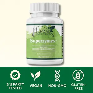Herbal Connections SuperZymes Complete Digestive Enzyme — Ox Bile, Pancreatin 4×, Betaine HCl & Plant Enzymes for Protein-, Carb- & Fat-Breakdown, Gas & Bloat Relief, Non-GMO | 90 Capsules gut  health  supplement