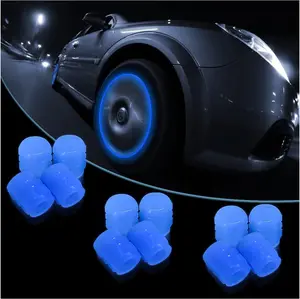 Tire Valve Stem Caps for Car, 12PCS Fluorescent Glow in The Dark Air Caps Cover, Illuminated Corrosion Resistant Tire Pressure Caps, Universal for Car, Truck, SUV, Motorcycles, Bike (Blue)