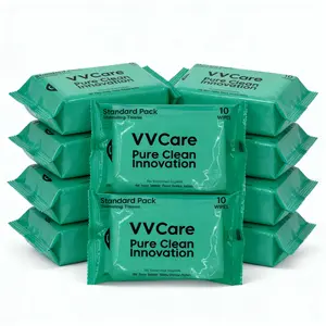 VV care Makeup Remover Wipes Micellar Alcohol-Free Face Towelettes Remove Waterproof Mascara & Oil, Compostable 100% Plant-Based Cloth, Dermatologist & Ophthalmologist Tested, 1 Travel Packs, 10 Count