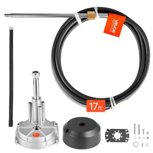 Summervibes VEVOR Boat Steering System, 17 ft Boat Control Cable Outboard Rotary Steering System Kit with Aluminum Alloy Helm, Durable Marine Replacement for Fishing Boats, Small Sailboats, Speedboats, Lifeboats
