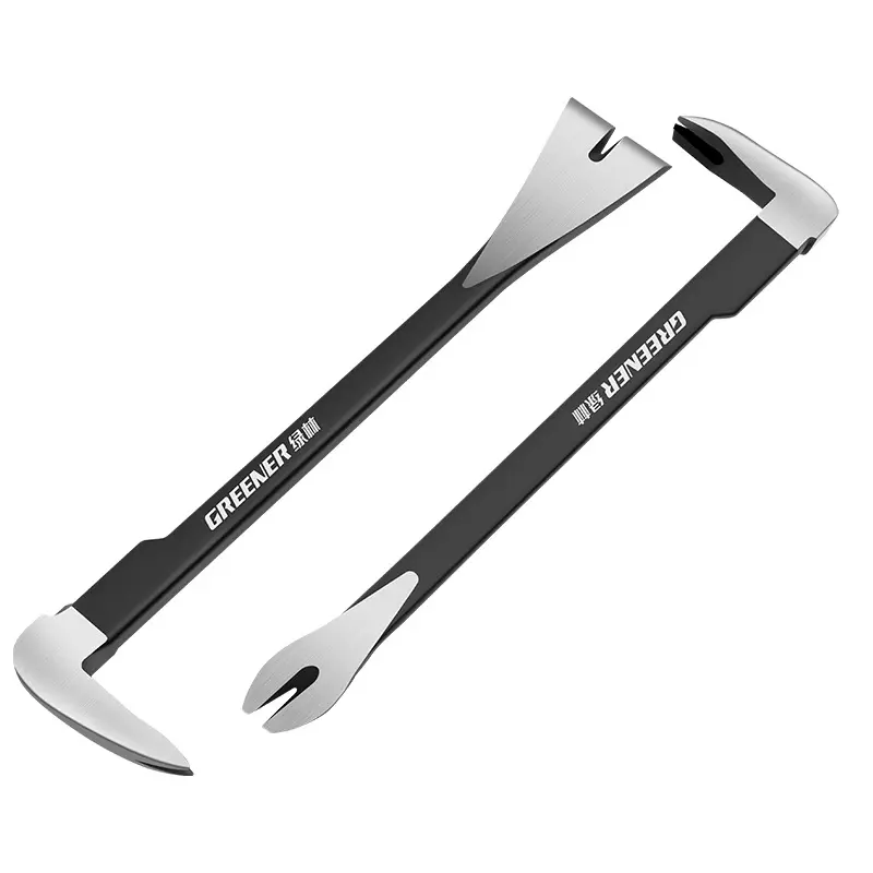 3-in-1 Heavy Duty Claw Hammer, Dual-Ended Woodworking Pry Bar with Flat Pry End & Forked Nail Puller, Carpentry Tool for Trim Removal & Remodeling, 10/11 in