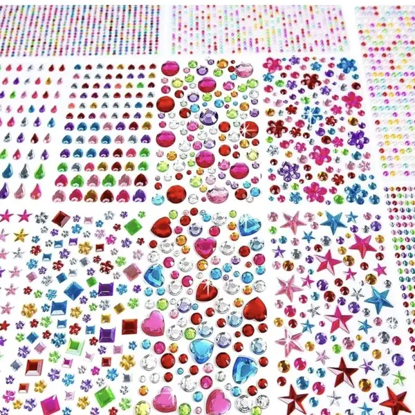 Gem Stickers Bedazzling Kit, 17 Sheets Self Adhesive Rhinestone Bling Stickers for Phone Case, Laptop, Crafts and Nails