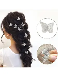 10pcs/set Mermaid Iridescent Butterfly Claw Clips, Small Hair Clips for Women, Back of Head Hair Organizers, INS-Style Transparent Mini Barrettes Hair Accessories