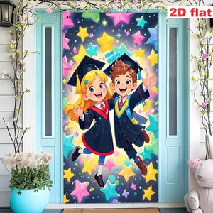 2D Flat Banner 35x70 Inches, Polyester Material, Graduation Theme, Indoor Outdoor Use, Party Decor, Easy to Hang, No Power Needed