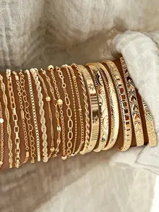 Elegant Women's Bracelet Set of 20 Pieces, High-Quality Iron Material, Perfect for Daily Wear and Gifts, Stylish Jewelry for Ladies