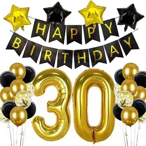 Gold Birthday Party Decorations for Men and Women, Balloon Decoration Set, 40 Inch Aluminum Foil Balloons, 30th, 40th, 50th, 60th, Balloon Decorations Kit