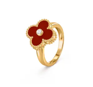 Pre-owned Van Cleef & Arpels Vintage Alhambra ring，red Carnelian，size 53