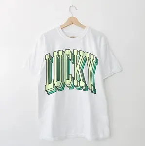 Retro Lucky Shirt Vintage Tshirt, St Patricks Day T-shirt, Lucky Shirt, St Pattys Lucky Shirt Casual Top