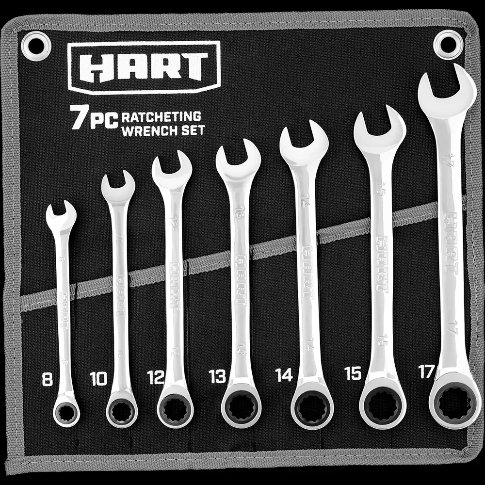 7-Piece MM Ratcheting Wrench Set with Tool Pouch, Chrome Vanadium
