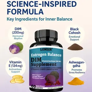 Dim Supplement Estrogen Balance - Estrogen Supplement for Women With Diindolylmethane, Vitamin E & Black Cohosh & Ashwagandha  & Turmeric And More - Menopause Support  - 60 Capsules