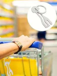 1pc/4pcs Shopping Cart Key - Portable Keychain for Cart Coin - Metal Quarter Holder, Retail Accessory, Grocery Shopping Aid, Minimalist Accessory, Compact Design, Durable Metal, Sturdy Construction, Cart Attachment