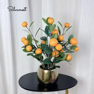 【Spring Deal】Artificial Orange Tree in Silver Pot - 19-Inch Faux Fruit Tree for Home Decor