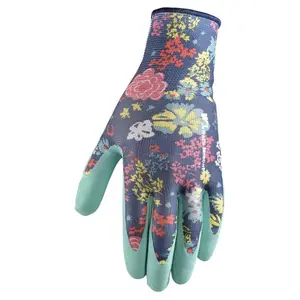 Wells Lamont 7039680 Women's Gripper Gardening Gloves, Multi-Color, Medium, Indoor & Outdoor Floral Design, Pack of 2