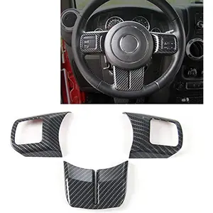 Interior Steering Wheel Decoration Trim Kits For Jeep Wrangler 2011-2017 JK Unlimited Patriot Compass & Grand Cherokee 2011-2013 (Carbon fiber texture)