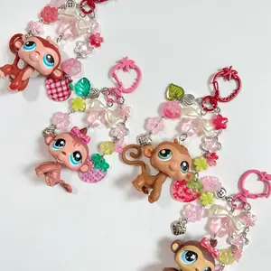 LPS and mini lps Keychain Charms - Cute Character Designs with colorful Hooks for Kids' Accessories