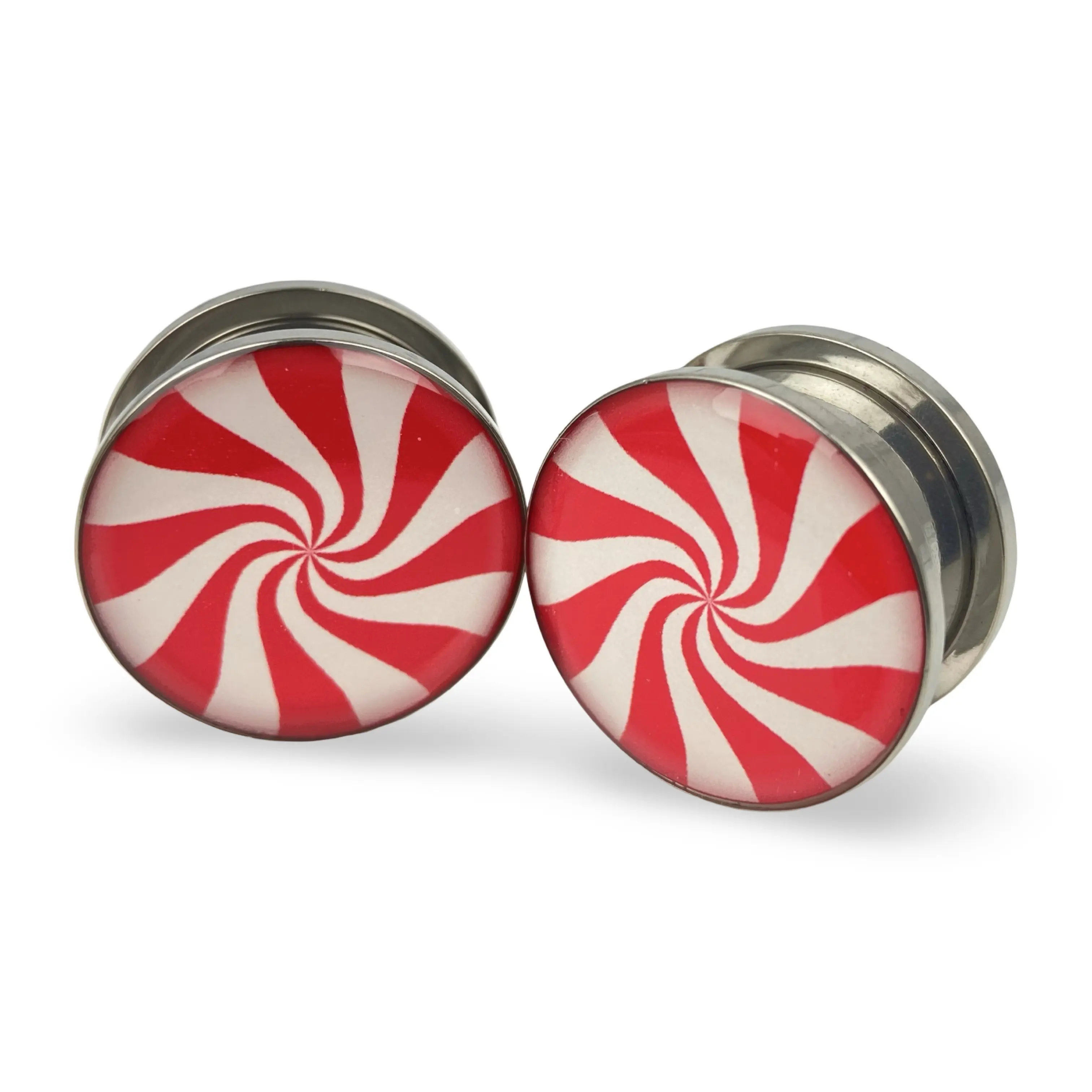 Peppermint Picture Plugs gauges pair body jewelry