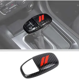 Gear Shift Shifter Knobs Cover Trim for 2015-2025+ Dodge Challenger Charger 2018-2025 Durango Interior Accessories Red Carbon Fiber