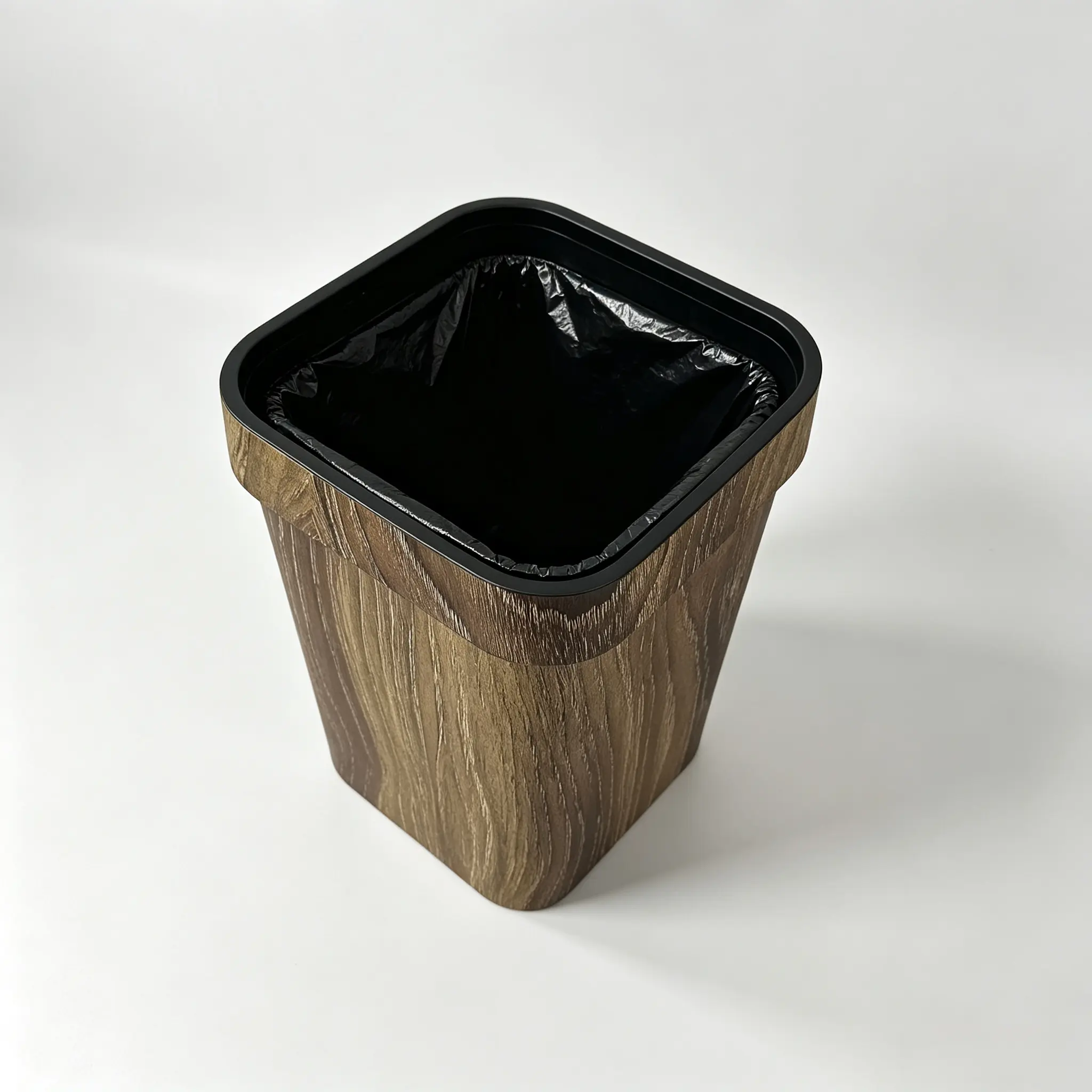 Wood Grain Square Open Top Waste Basket with Removable Rim, Aesthetic Rustic Decorative Trash Can, Waterproof Wood Look Garbage Bin for Bathroom Vanity, Kitchen Countertop, Bedroom & Apartment Home Decor automatic