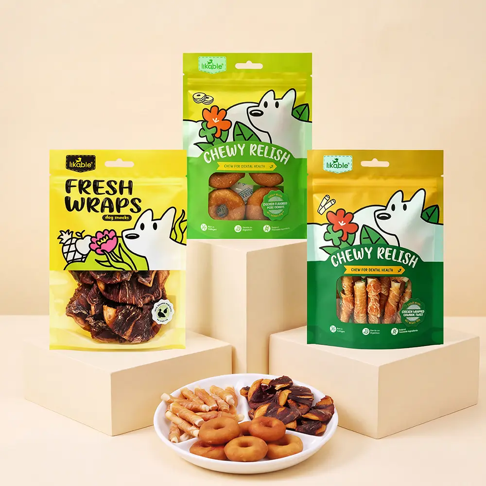 Likable Dog Treats Variety Pack, Duck & Chicken Chewy Treats, Dental Chews & Reward Snacks for Dogs, 3 Packs, 210g