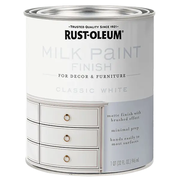 212 MAIN Rust-Oleum 235041 30 oz Matte Finish Milk Paint - White, Low Odor, Metal-Wood Suitable, Decorative Brushed Antique Look, Quick Drying, Easy Clean Up, Bondable, Layer-Friendly, Lightly Textured, Minimal Prep, for Office Supplies & Most Surfaces