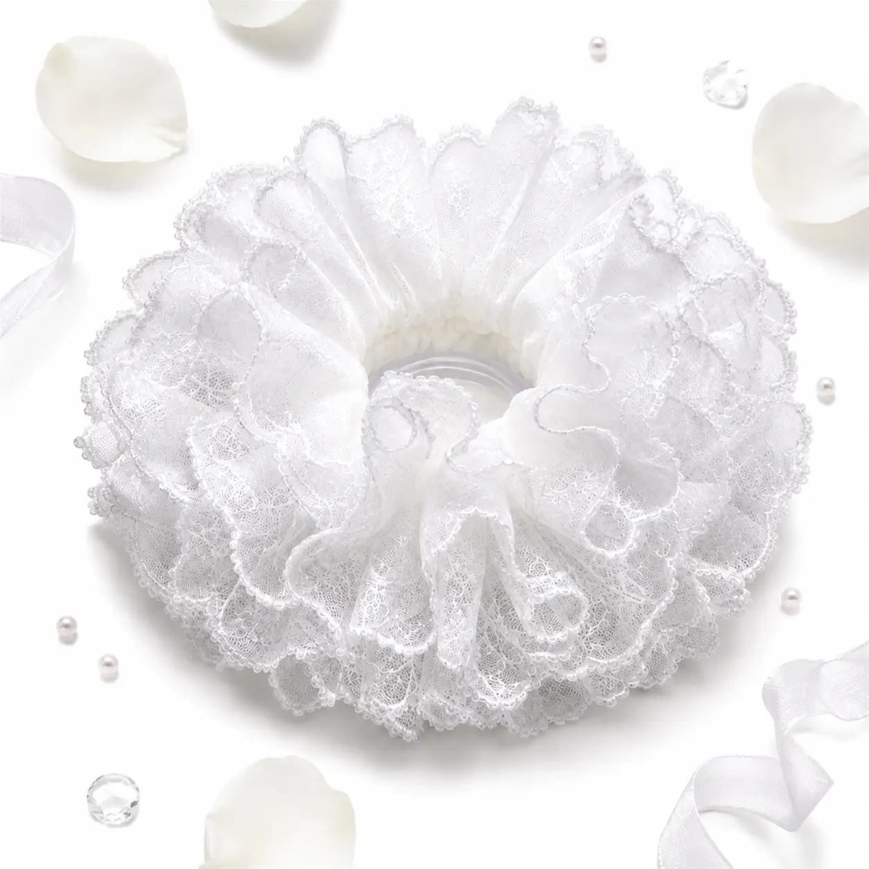 Large Lace Hair Scrunchies Women Soft Ponytail Holders
