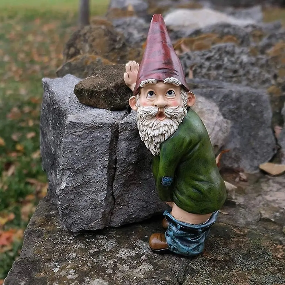 1pc Outdoor Garden Statue Sculpture Decorations, Exterior Decorative Statues, Garden Accessories, Resin Sculptures, Naughty Dwarf Toilet Pee Figurine, Ornaments Statues, Small Yard Ornament, Unique Lawn Decoration