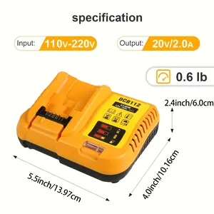 Dewalt 12V/20V Max Rapid Charger, Compatible with 12V, 18V, 20V Dewalt Power Tool Batteries (DCB120, 126, 200, 201, 208, 606, 609, 612) – Battery Not Include