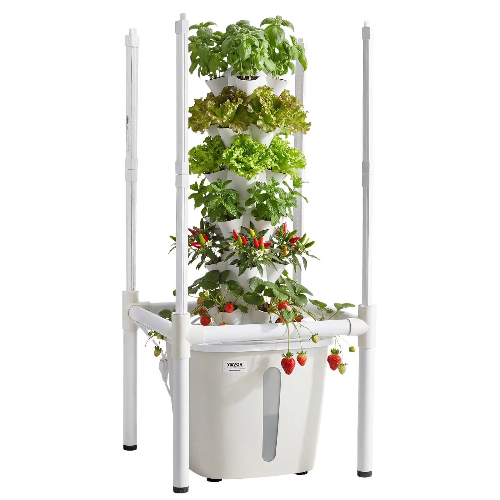 【SummerFinds】VEVOR 6-Tier Vertical Hydroponic Tower Kit (30 Pods) - Cultivation Equipment, Indoor Gardening System with Full-Spectrum LED Grow Light, App Control, 20L Water Tank, Pump, Compact 6-Tier Vertical Design, Efficient Growing for Plant Growth, Ea