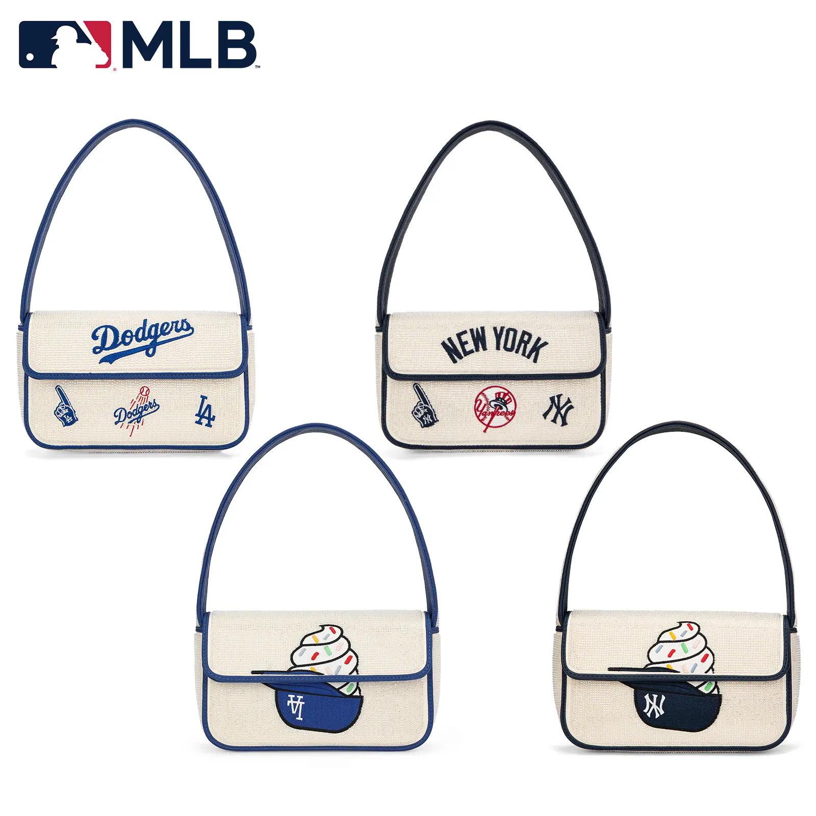 MLB Shoulder Bag for MLB Fans, Small Beaded Graphic Flap Purse with Short Strap and Magnetic Closure, Compact Handbag for Game Day Essentials, Athletic, Casual, Front Flap, Beaded Fabric