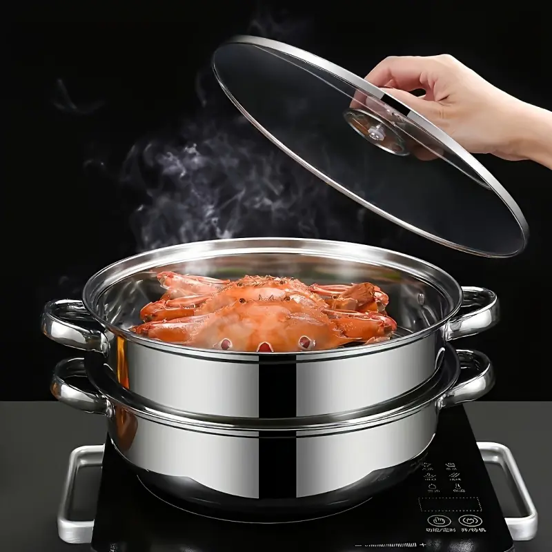Premium Stainless Steel Steamer Pot Set 3-Tier Thickened Induction & Gas Stove Compatible Cookware for Adult Cooking & Dining