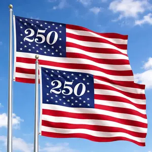 Remagr 2 Pack 250th Anniversary Flag 3x5 ft 4th of July Patriotic Flags Double Sided Red White Blue Amercian Banner for 4th of July Memorial Day Outdoor Patio Wall Decor