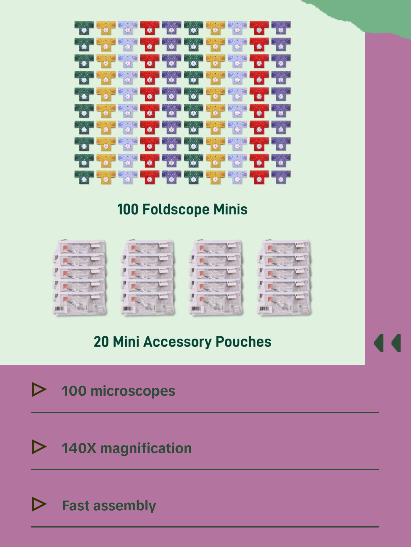 Large Mini Classroom Kit (100 Foldscope Mini Paper Microscopes)