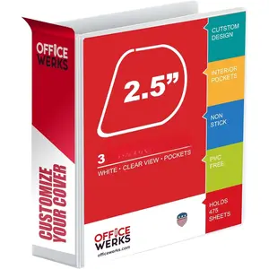 3  , 2.5" Professional Angle D-s, Presentation Folder for Standard Pages with Inside Pockets, Customizable Clear View White  (3.2" )