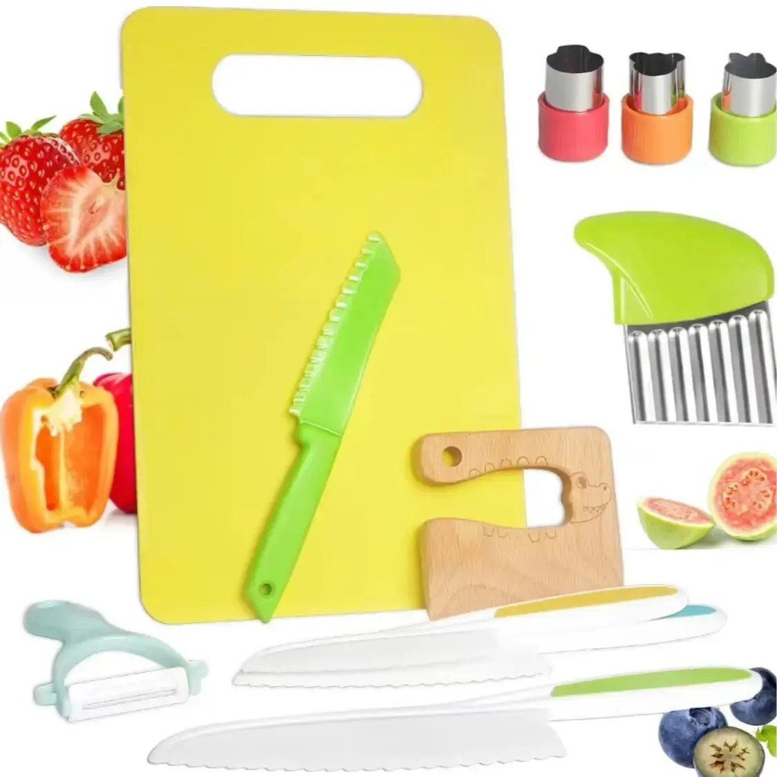 Toddler Safe Kitchen Knife Set (13/32 Pcs) - Durable Montessori Tools, Play Accessories, BPA-Free Harmless Fruit & Veggie Cutter for Little Chefs’ Early Learning, Montessori Kitchen Tools For Toddlers, For Kids