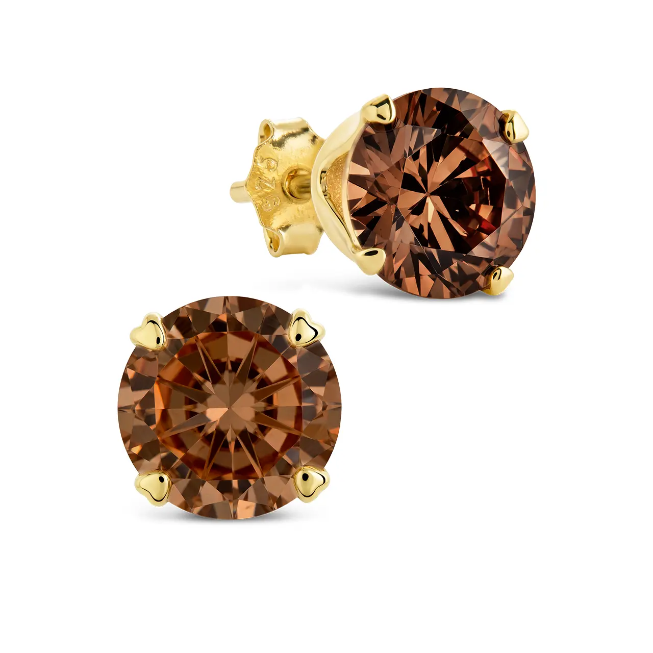 Sterling Silver 7mm Chocolate CZ Stud Earrings