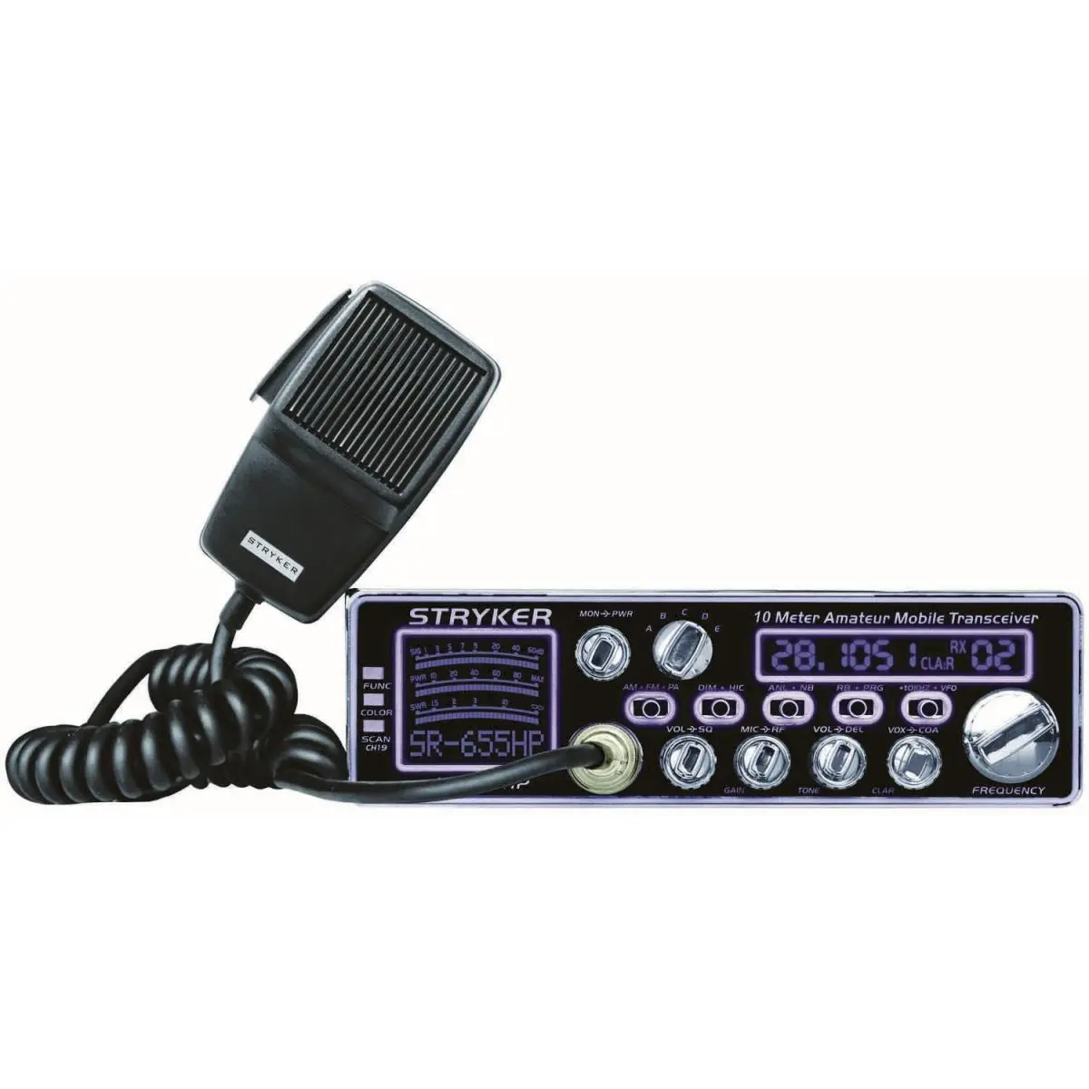 212 MAIN Multifunctional Portable Shortwave Radio, 80-90W 10m Radio with 7-Color Selectable Face, Echo, Roger Beep, PA, 32-Stage Dimmer, Built-in SWR Circuit for Boating Water Sports, Multifunctional Radio