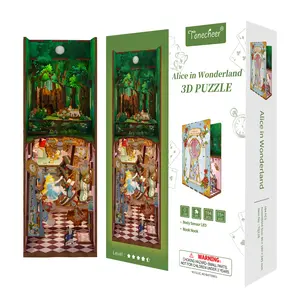 TONECHEER 3D Wooden Puzzle DIY Book Nook Kit, Themed After Alice in Wonderland