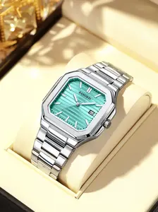 Men's Business Quartz Watch with Calendar, Stainless Steel Case, Multiple Colors Available, Elegant Gift Box Packaging, Business Fashion Watches